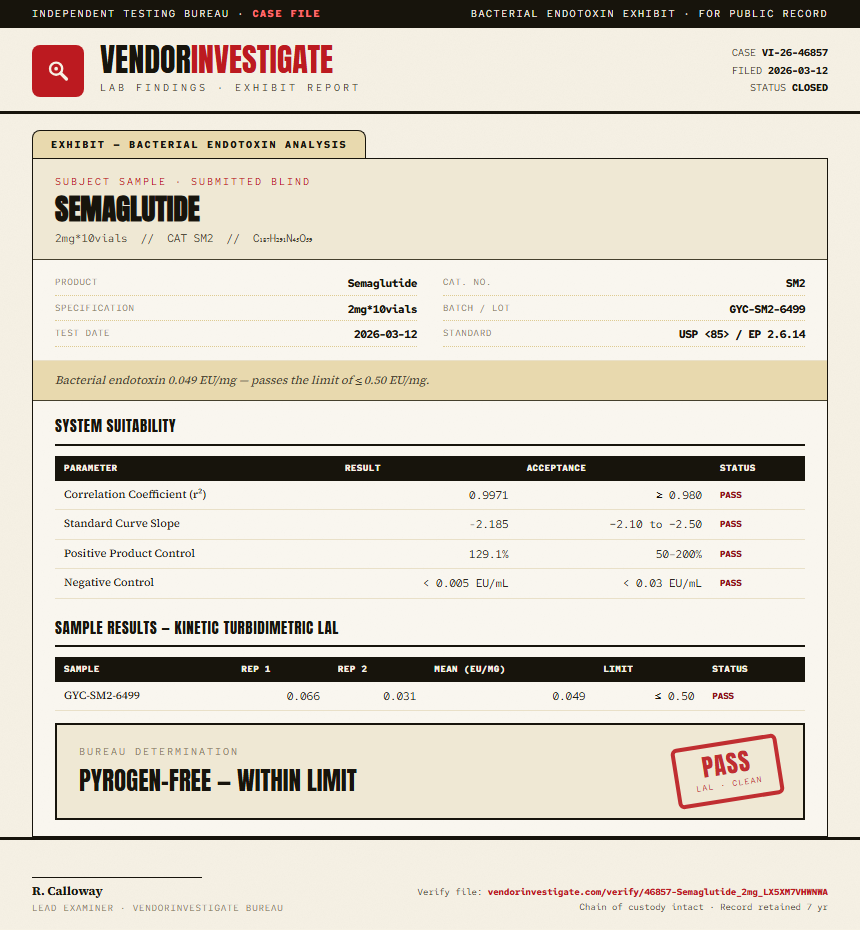Semaglutide Endotoxin report by VendorInvestigate